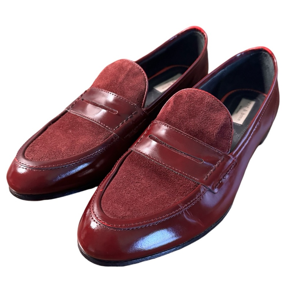 RAG & BONE | Dina Penny Loafer Bordeaux Maroon Burgundy Leather Suede Italy 38